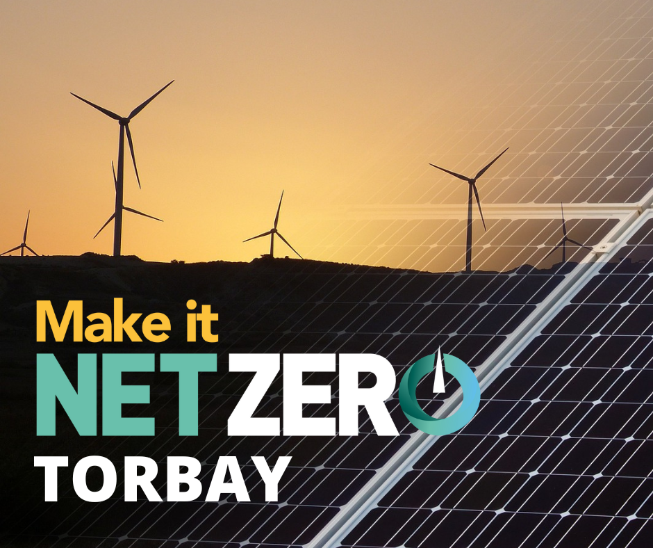 Make it net zero Torbay logo with wind turbines image