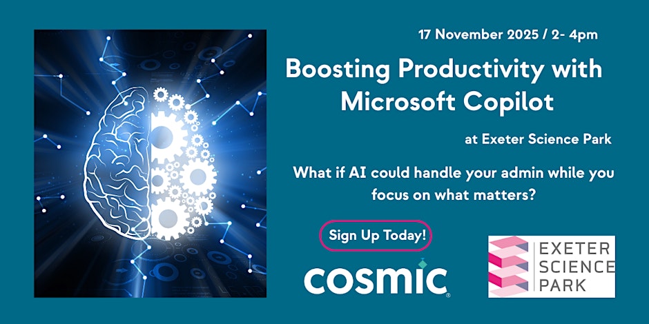 Banner for Cosmic boosting productivity with Copilot workshop