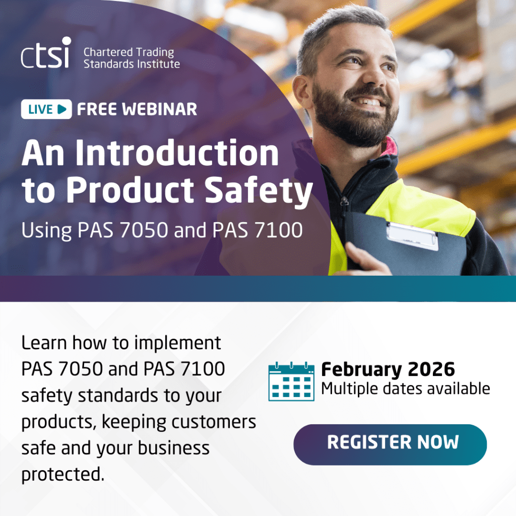 Banner for Trading Standards product safety webinars