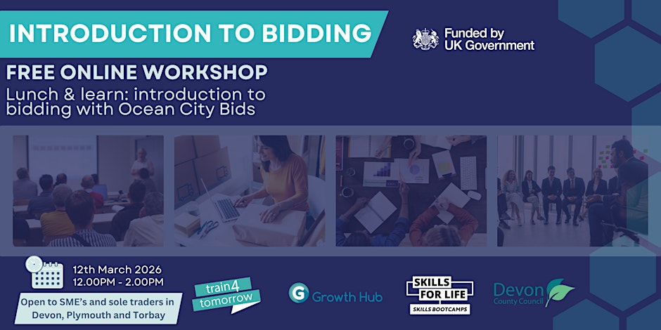 Banner for Growth Hub introduction to bidding workshop